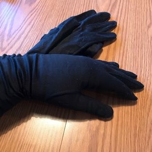 [vintage] elbow length black ruched gloves